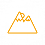 Een afbeelding van een icoon op ligowave.nl waarop twee bergtoppen staan die aangeven dat landelijke verbinding mogelijk is met een PtP of PtMP dataverbinding.