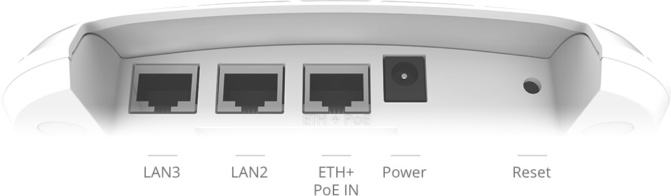 Een afbeelding van een product op Ligowave.nl waarop de achterkant van een NFT Access Point te zien is die gebruikt wordt voor Wi-Fi netwerken.