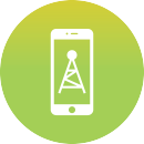 Een afbeelding van Ligowave.nl waarop een icoontje van een mobiel met een zendmast plaatje te zien is ter ondersteuning van de Wireless Installer app van Ligowave.