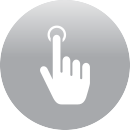 Een afbeelding van Ligowave waarop een grijs icoontje met een witte hand te zien is die een knop indrukt. Dit is ter ondersteuning van de LigoWave’s LinkCalc en dat is een tool voor het plannen van draadloze verbindingen die online beschikbaar zijn.