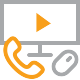 Afbeelding van een icoon op Ligowave.nl waarop een beeldscherm staat met een telefoon en een muisknop die de uitdaging aangeven dat Triple-play-services een hoge doorvoer vereisen en een must zijn voor serviceproviders om te groeien.
